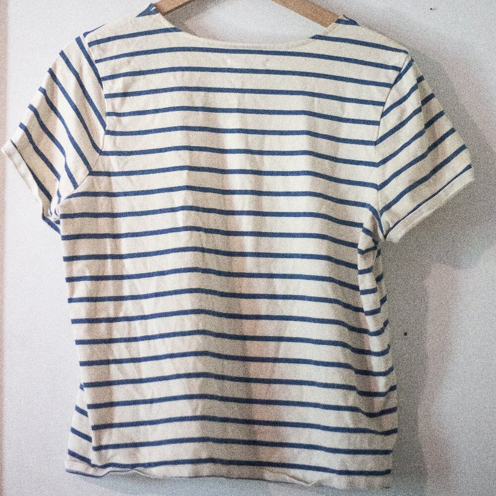 Madewell Shirt | Navy Blue & White Striped | Crew Neck | Size: Large